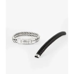 Buddha to Buddha Armband Ben Customized Set Zilver & leer Hot