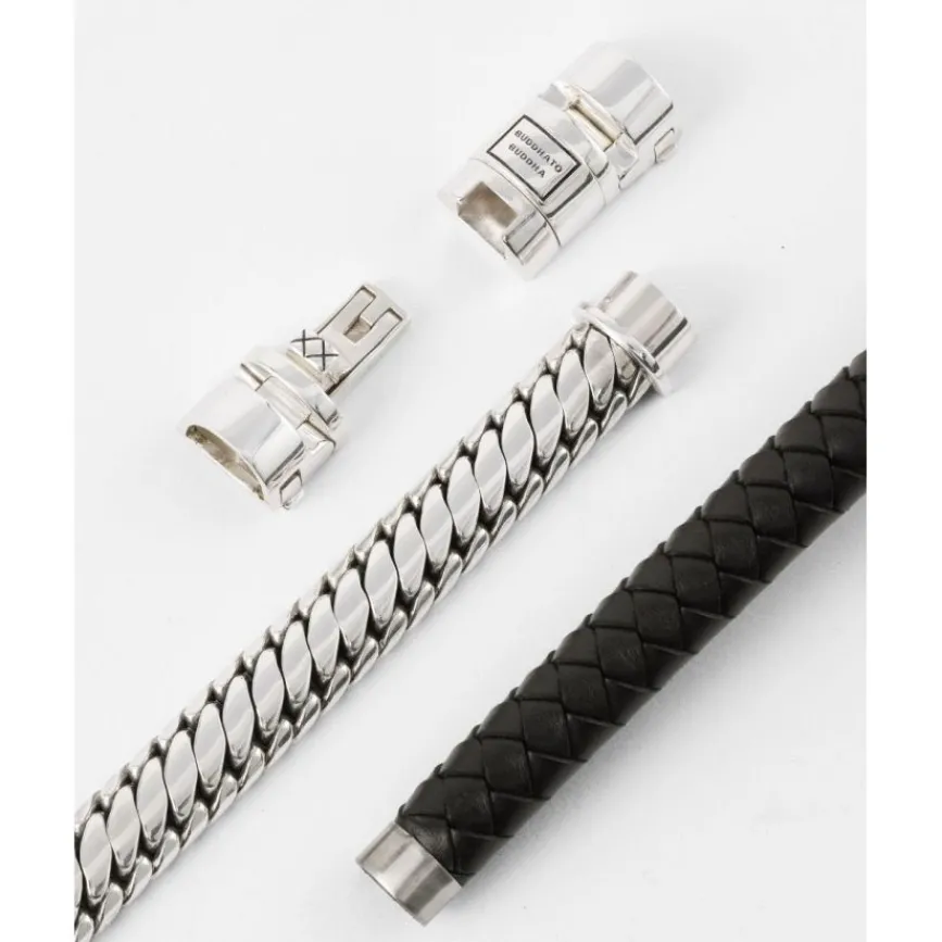 Buddha to Buddha Armband Ben Customized Set Zilver & leer Hot
