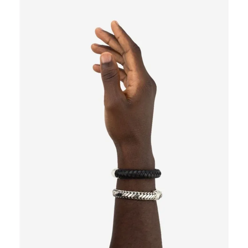 Buddha to Buddha Armband Ben Customized Set Zilver & leer Hot