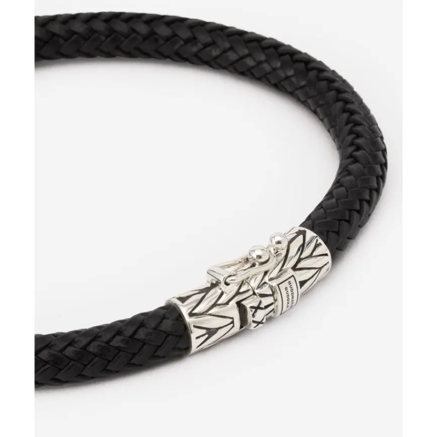 Buddha to Buddha Armband Ellen Leer Zwart Online