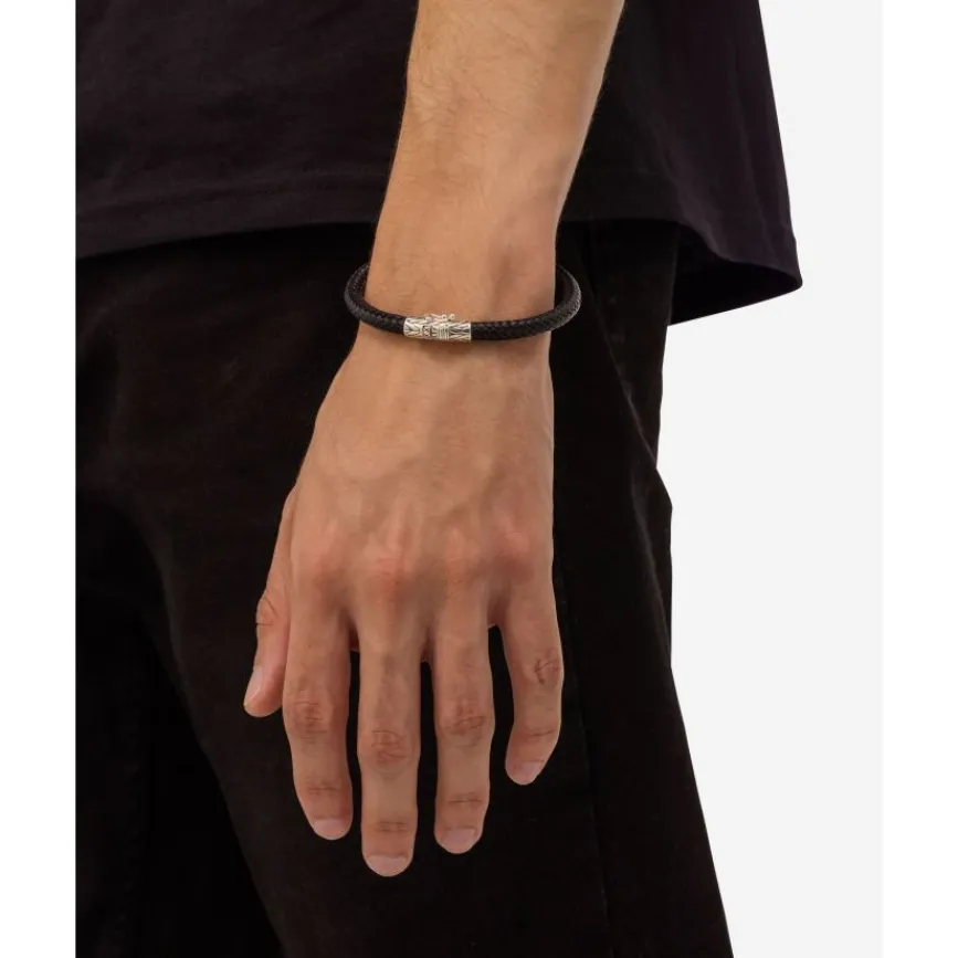 Buddha to Buddha Armband Ellen Leer Zwart Online