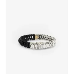 Buddha to Buddha Armband Lars Mix Zilver/Leer zwart Fashion