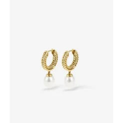 Buddha to Buddha Barbara Hoops Parel Verguld Zilver Fashion