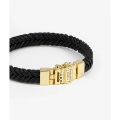 Buddha to Buddha Barbara Leren Armband Zwart Verguld Zilver Outlet