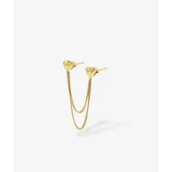 Buddha to Buddha Dubbel Hart Studs Single Piece Verguld Fashion