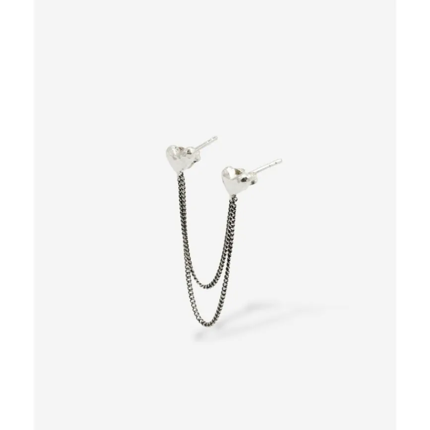 Buddha to Buddha Dubbel Hart Studs Single Piece Zilver Outlet