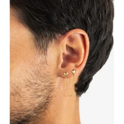 Buddha to Buddha Dubbel Hart Studs Single Piece Verguld Fashion