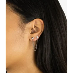 Buddha to Buddha Dubbel Hart Studs Single Piece Zilver Outlet