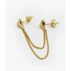 Buddha to Buddha Dubbel Hart Studs Single Piece Verguld Fashion
