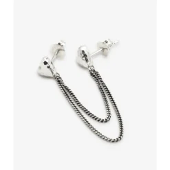 Buddha to Buddha Dubbel Hart Studs Single Piece Zilver Outlet