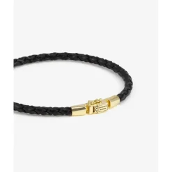 Buddha to Buddha George Mini Leren Armband Zwart Verguld Zilver New
