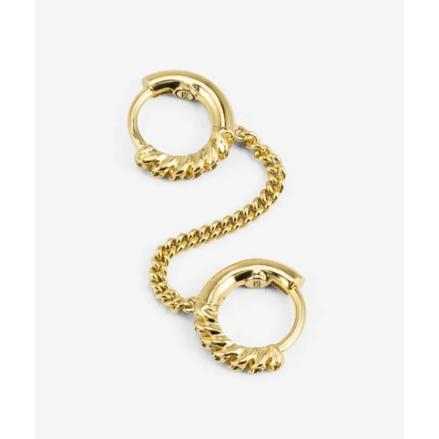 Buddha to Buddha Nathalie Hoops Dubbel Gelinkt Verguld Zilver Single Piece Hot