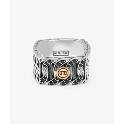 Buddha to Buddha Ring Esther Dubbel Limited Zwart Spinel Zilver Goud 14kt Sale