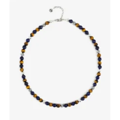 Buddha to Buddha Spirit Bead Mini Ketting Mix Sodaliet Tijgeroog Zilver 43-45 cm New