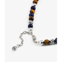 Buddha to Buddha Spirit Bead Mini Ketting Mix Sodaliet Tijgeroog Zilver 43-45 cm New
