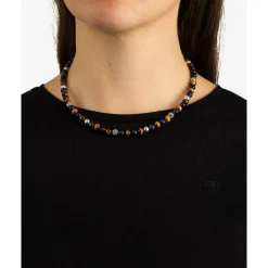 Buddha to Buddha Spirit Bead Mini Ketting Mix Sodaliet Tijgeroog Zilver 43-45 cm New