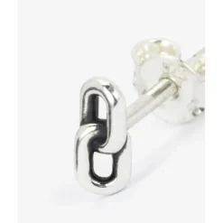 Buddha to Buddha Stacking Oorknopje Double Link Zilver Single Piece Fashion