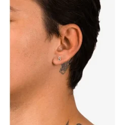 Buddha to Buddha Stacking Oorknopje Double Link Zilver Single Piece Fashion
