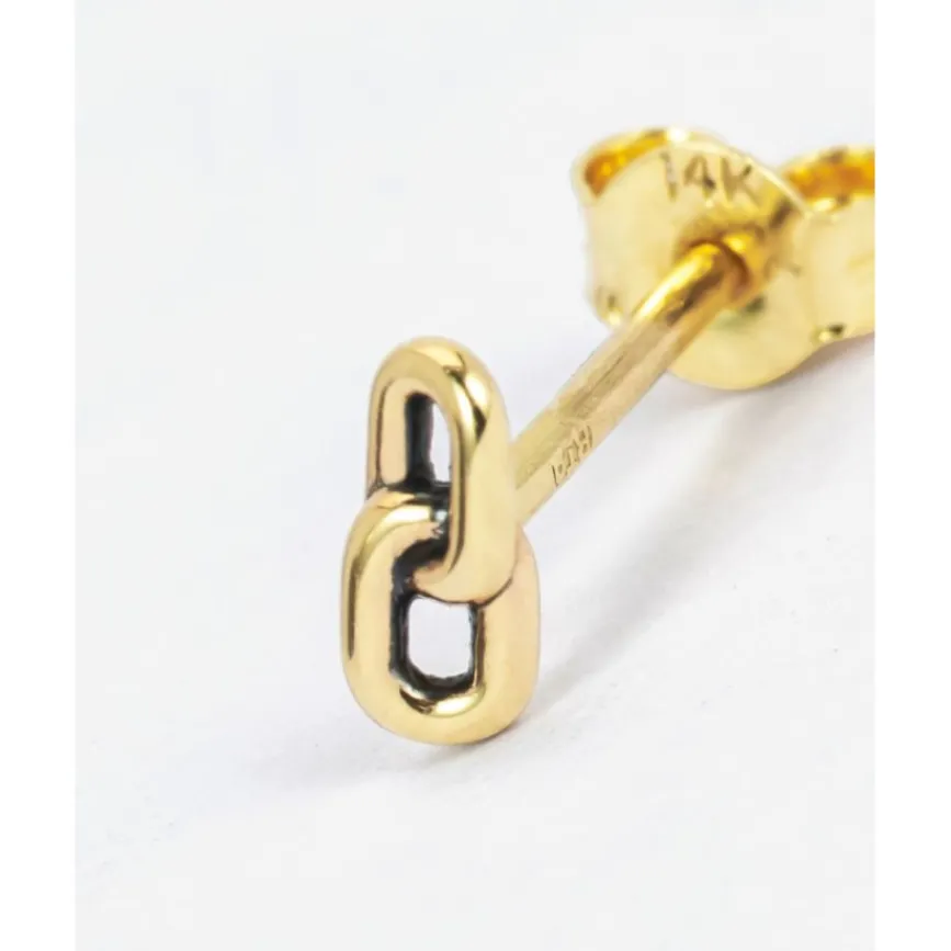 Buddha to Buddha Stacking Oorknopje Double Link Goud 14kt Single Piece Hot
