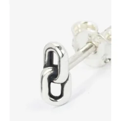 Buddha to Buddha Stacking Oorknopje Double Link Zilver Single Piece Fashion
